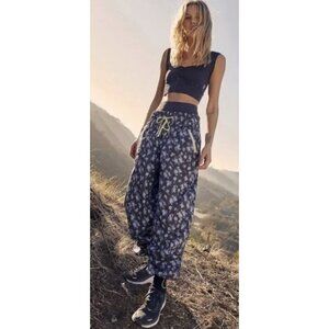 FREE PEOPLE MOVEMENT Break My Heart Printed Track Pants Athleisure Boho Casual